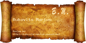 Bukovits Martos névjegykártya